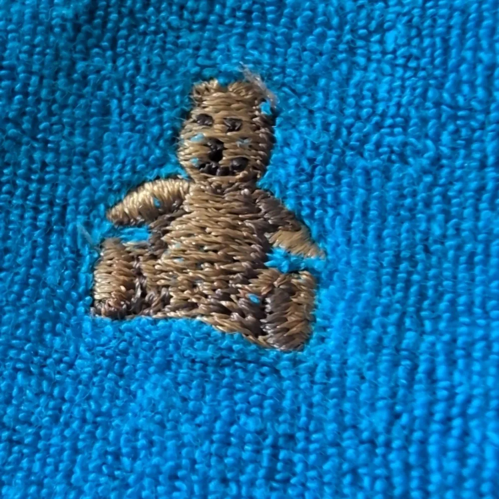 Gap Baby Y2K Blue‎ Hooded Terry Cloth Jacket Embroidered Bear Size 6/12 Months